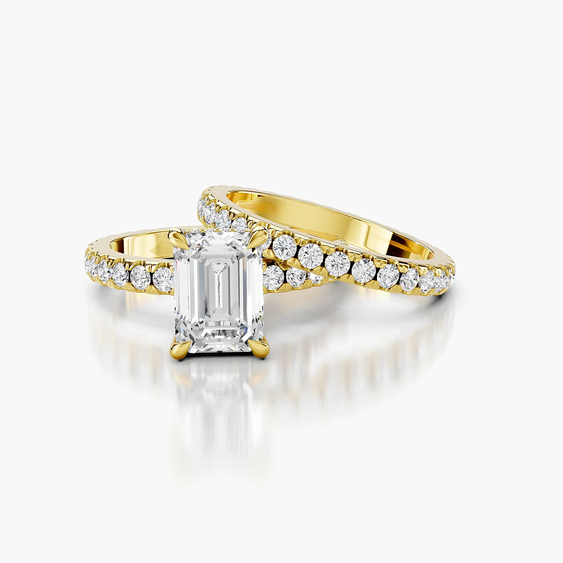Aurelia Emerald Hidden Halo Bridal Set jewellery